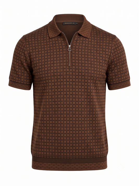 Classic Check Polo Brown - Premium Knit BTH Apparel